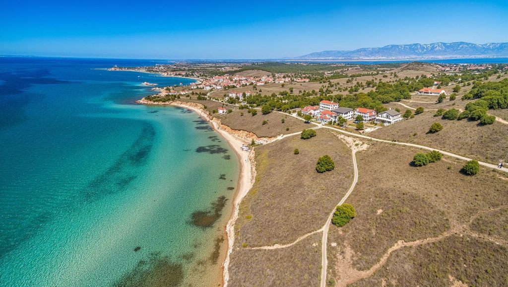 Textura de arena en Plaža Bilotinjak, Croacia, Croacia