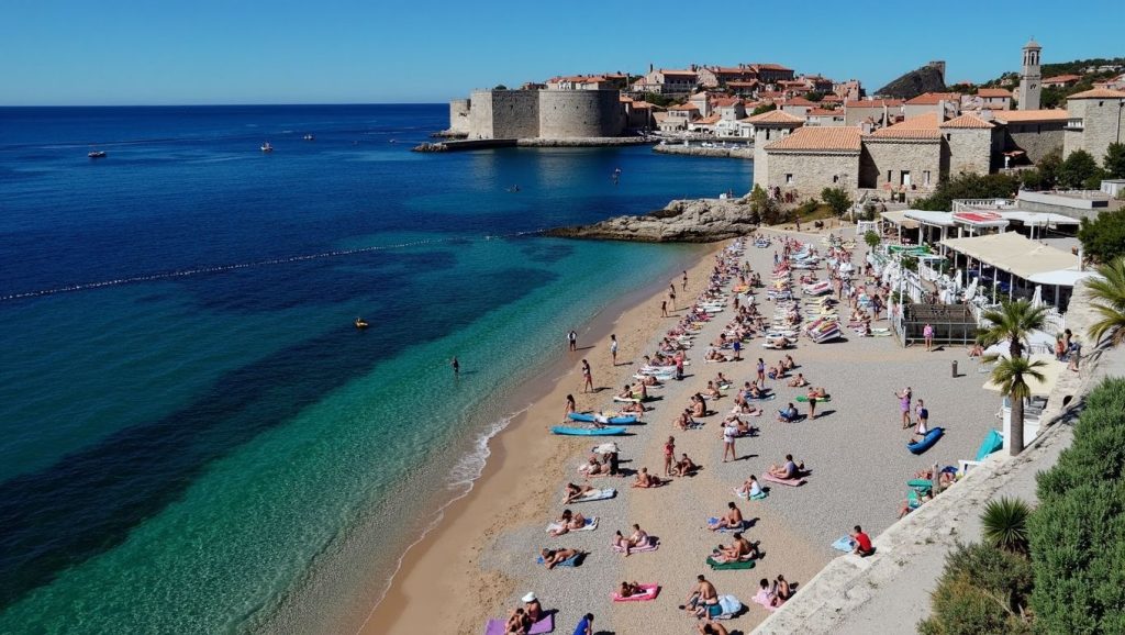 Vista del entorno de plaža Dubrava, Croacia, Croacia