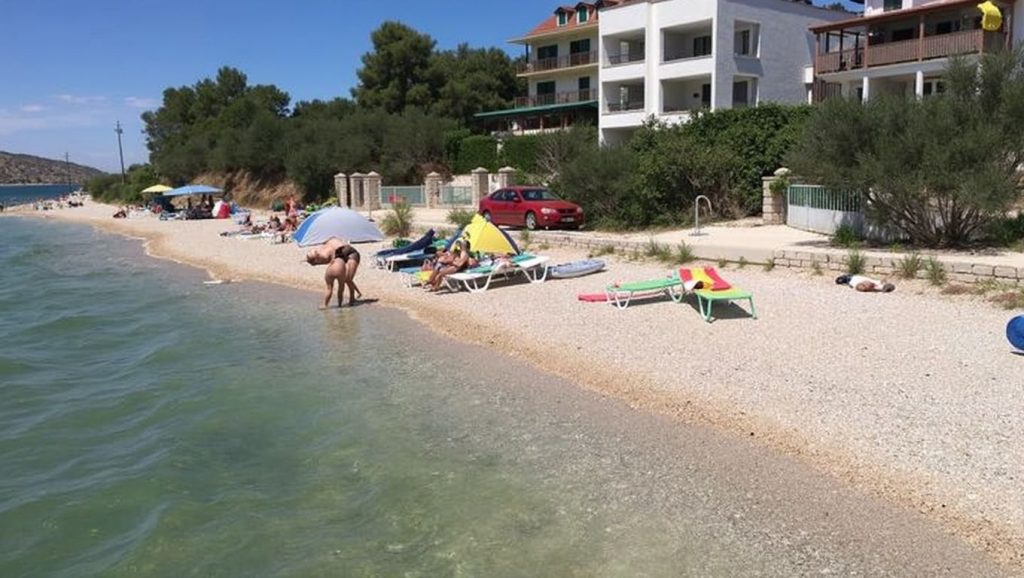 Textura de arena en Plaža Dumići, Croacia, Croacia