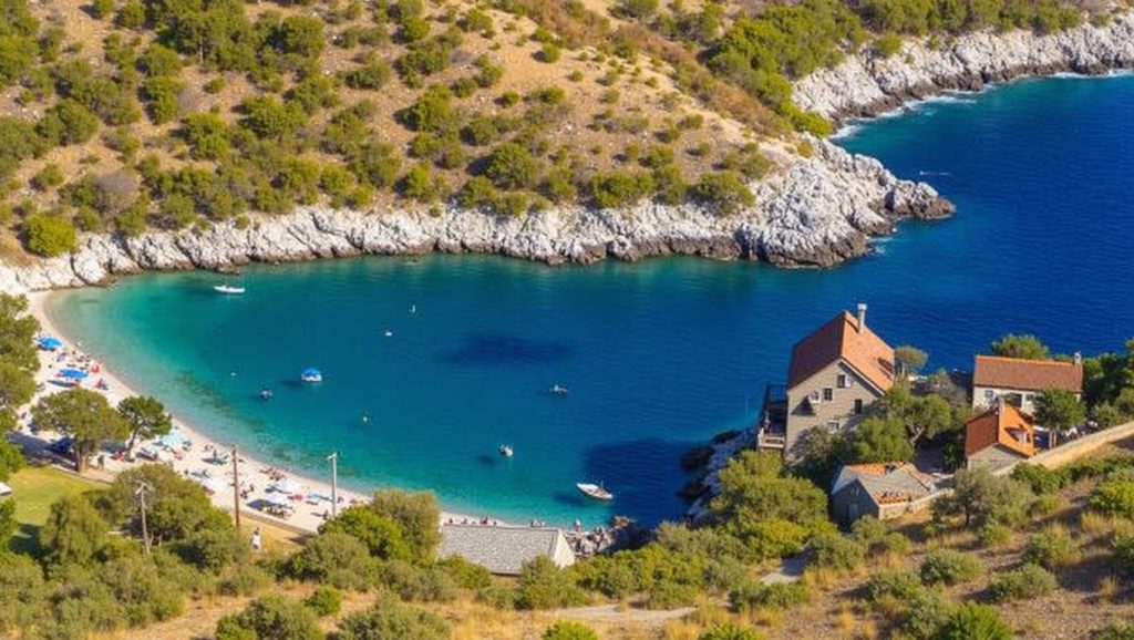 Agua y arena en Plaža Gomilica, Grad Pag