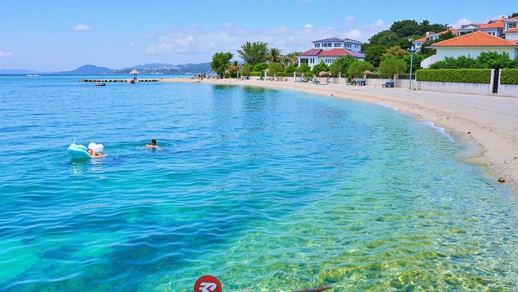 Línea de costa en Plaža Grljevac, Croacia