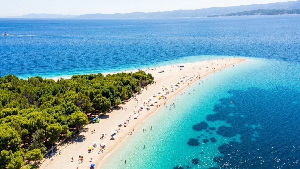 Detalle de arena y agua en Plaža Lakirka, Općina Vir