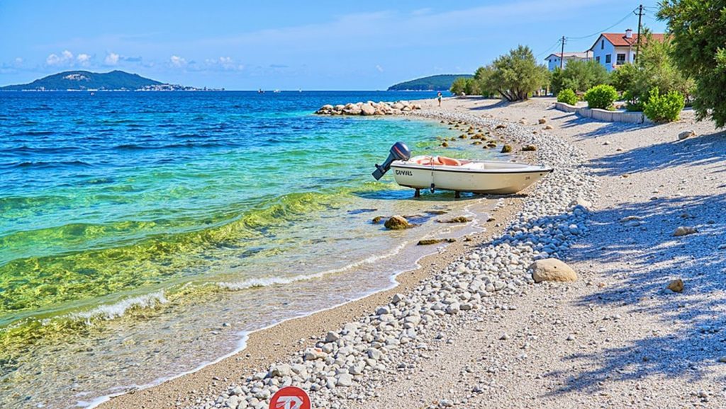 Vista del entorno de Plaža Lumbrelin, Croacia, Croacia