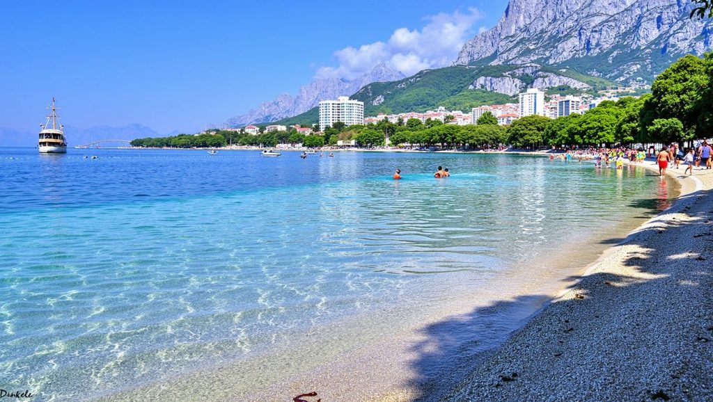 Vista general de Plaža Makarska, Croacia