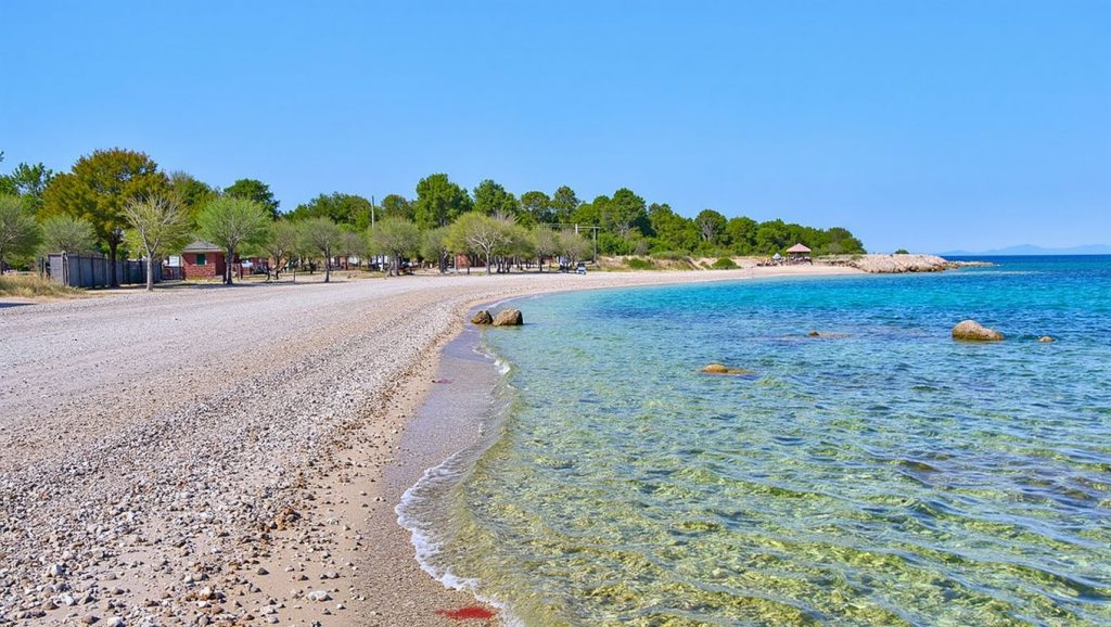 Textura de arena en Plaža Mutnik, Grad Supetar, Brač