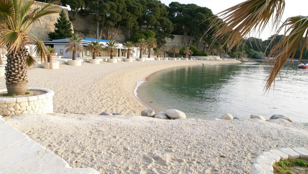 Línea de costa en Plaža Obojena, Croacia