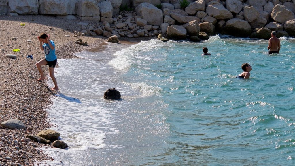 Detalle del agua en Plaža Petar, Croacia, Croacia