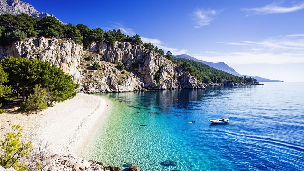 Arena fina en Plaža Popožo, Croacia, Croacia