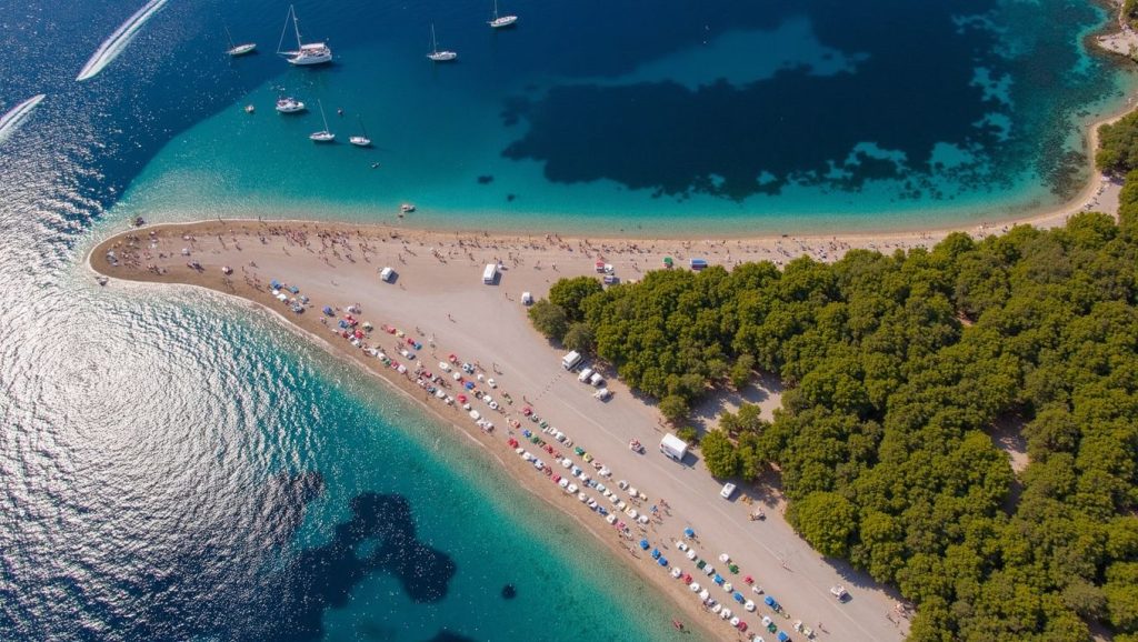 Línea de costa en Plaža Porat, Croacia