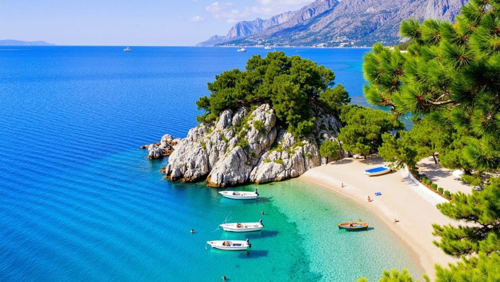 Detalle de arena y agua en Plaža Stupica, Croacia