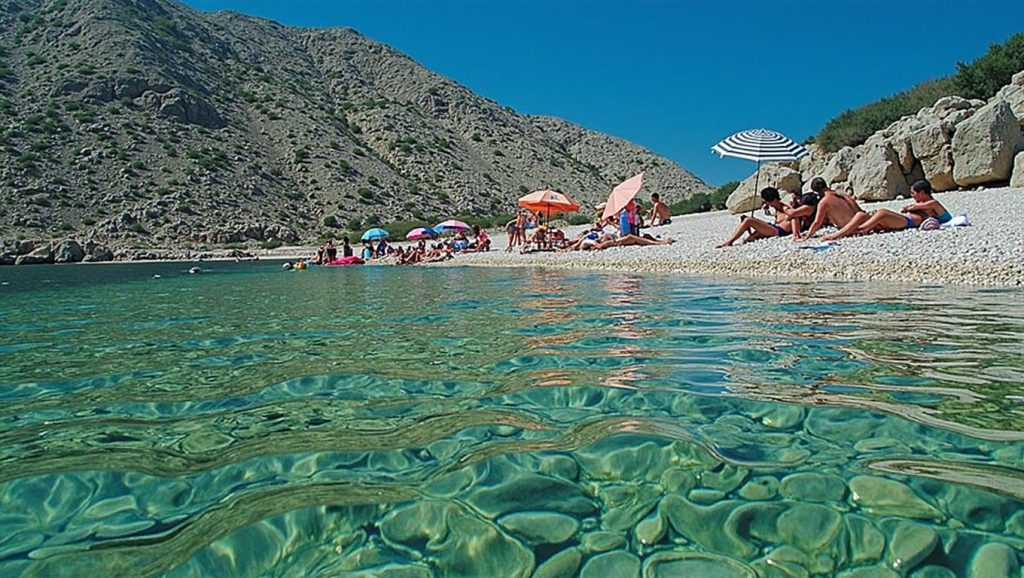 Vista amplia de Plaža Stupica en Croacia, Croacia