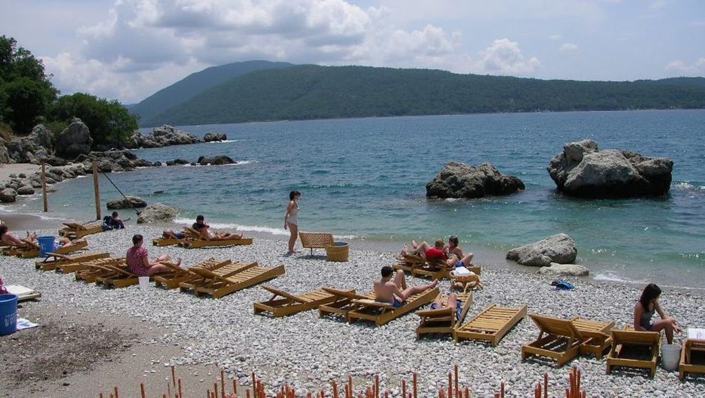 Arena y mar en Plaža Žalo, Herceg Novi, Montenegro