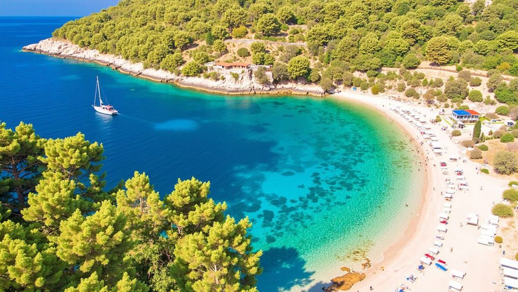Orilla de Plaža Zamošće con olas suaves en Kučište