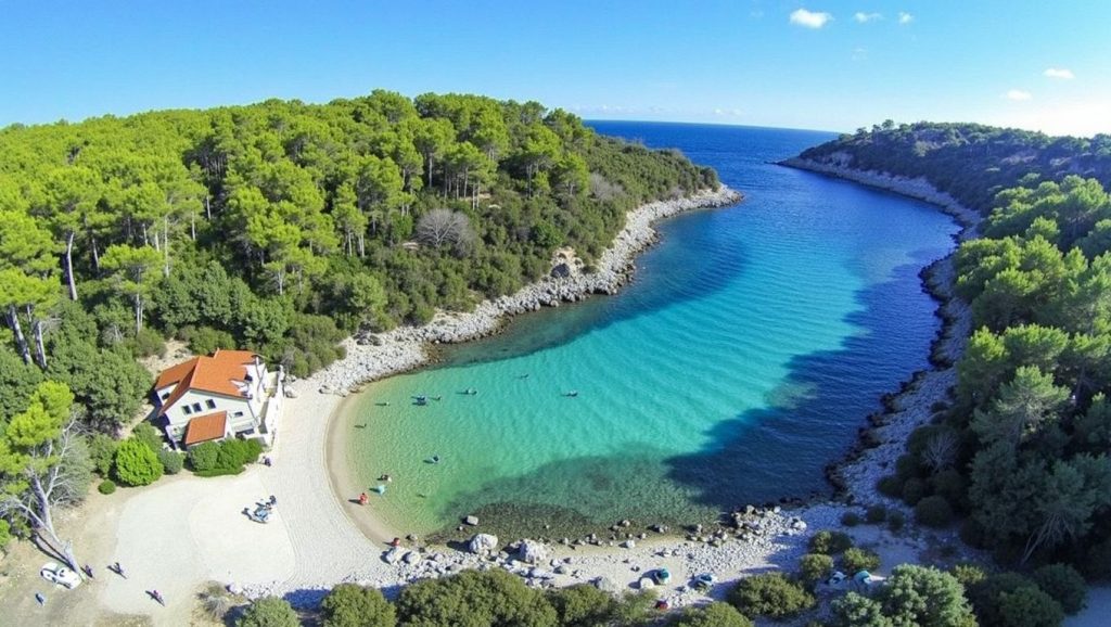 Vista del entorno de Plaža Zamošće, Kučište, Korčula