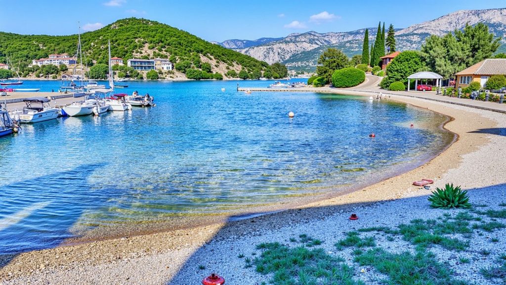 Vista general de Plaža Žrnovska banja, Croacia