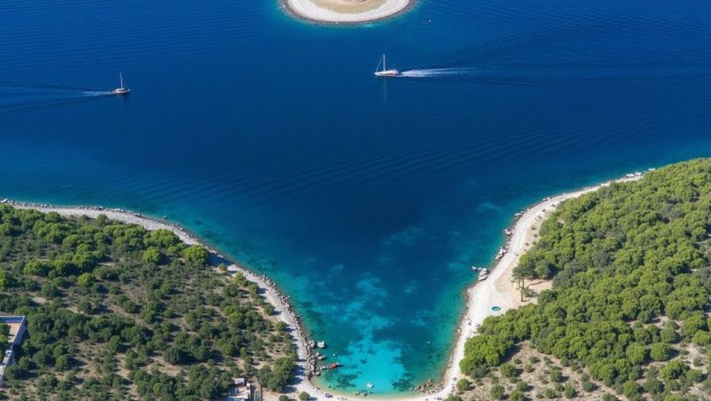Orilla tranquila de Pokonji Dol, playa de Croacia