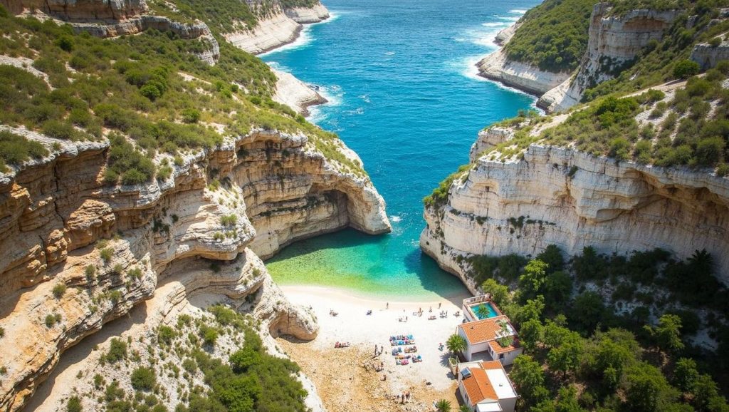 Arena y orilla en Pol Borcica, Croacia, Vis