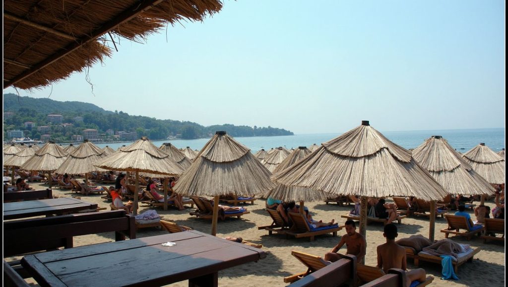 Playa Ponta Seljanovo desde la arena, Tivat, Montenegro