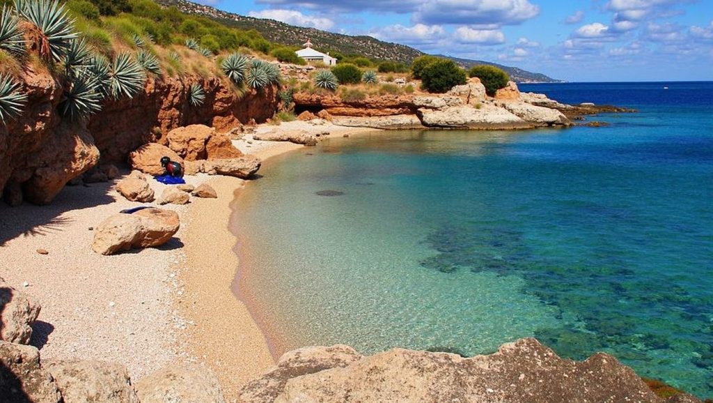 Oleaje en la orilla de Porat, costa de Croacia