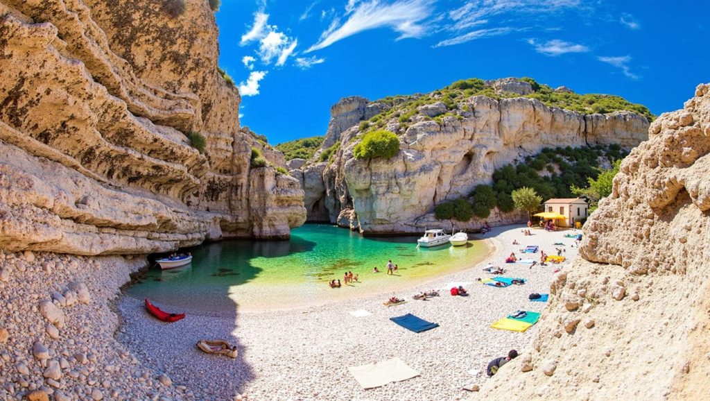 Vista del entorno de Pritiscina, Grad Komiža, Vis