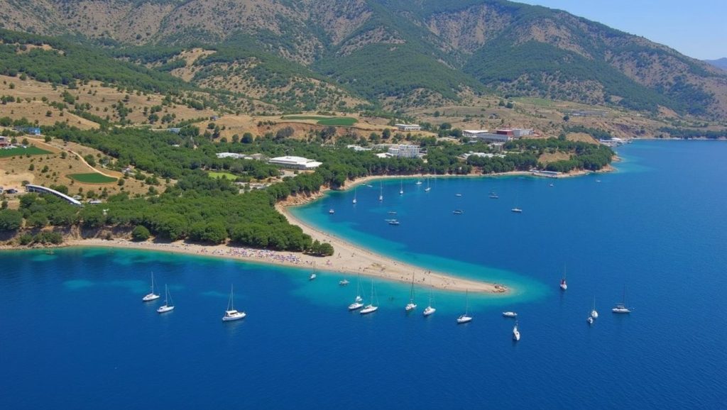 Detalle de arena y agua en Public beach, Croacia
