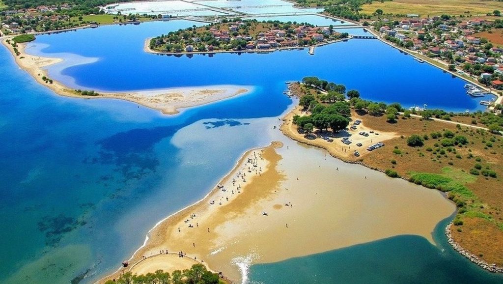 Arena y mar en Queen's Beach, Nin, Croacia