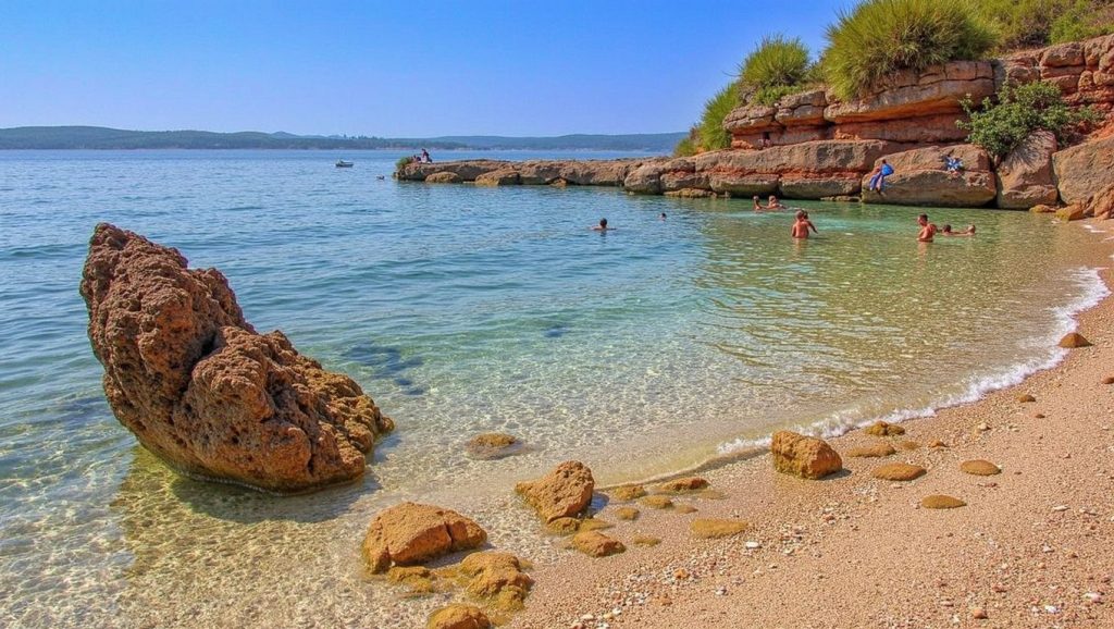 Agua y arena en Ratac, Croacia