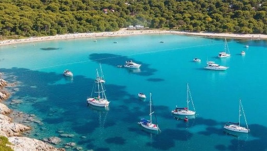 Orilla de Sakarun con olas suaves en Croacia