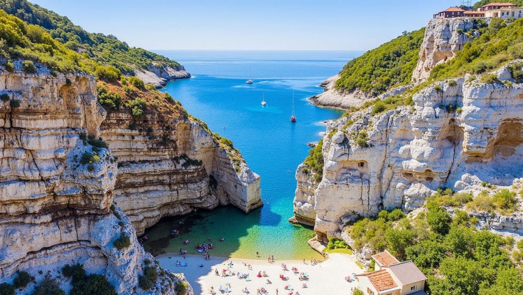 Orilla tranquila de Salbunara, playa de Croacia