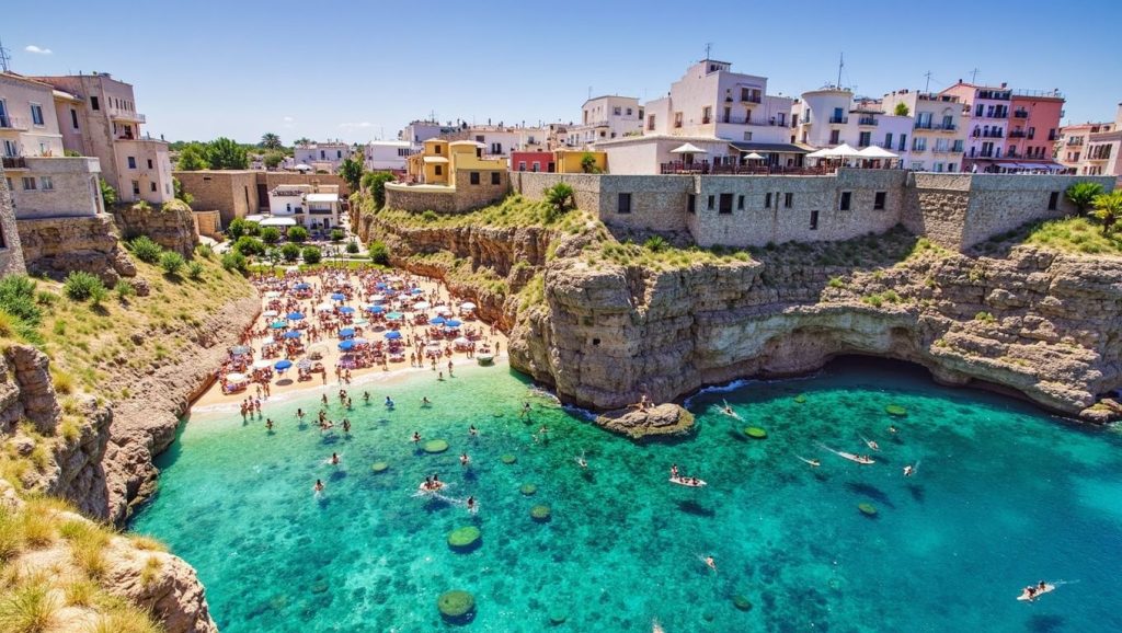 Textura de arena en San Vito, Polignano a Mare, Puglia