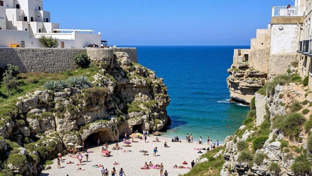 Amplio horizonte marino en San Vito, Polignano a Mare