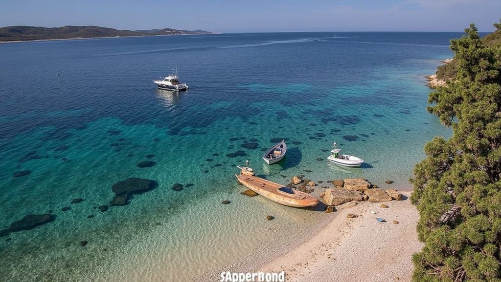 Panorámica completa de Skalinada, playa de Zavala