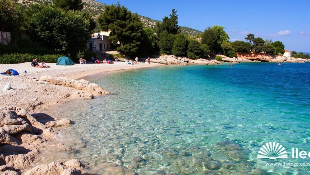 Orilla de Skalinada con olas suaves en Croacia