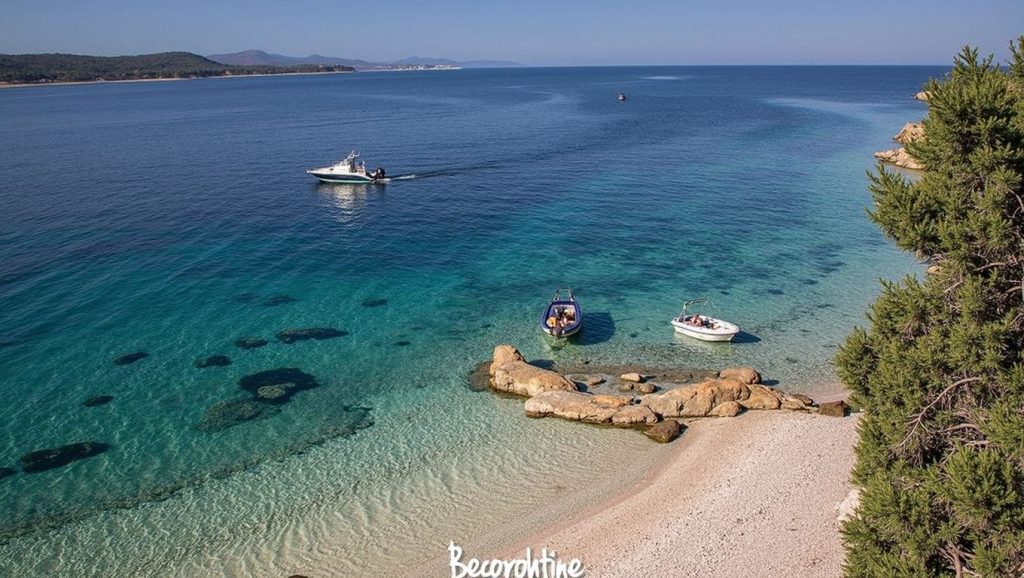 Panorámica completa de Skalinada, playa de Croacia