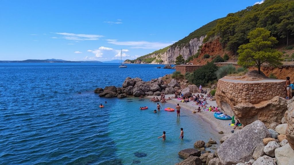 Panorámica completa de Skalinada, playa de Zavala