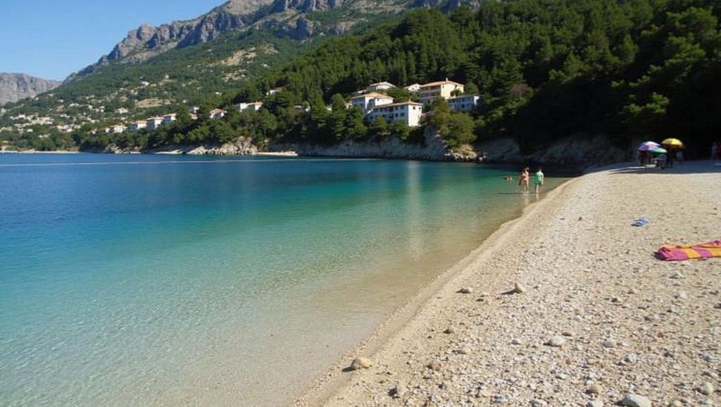 Vista del litoral en Slana, Croacia