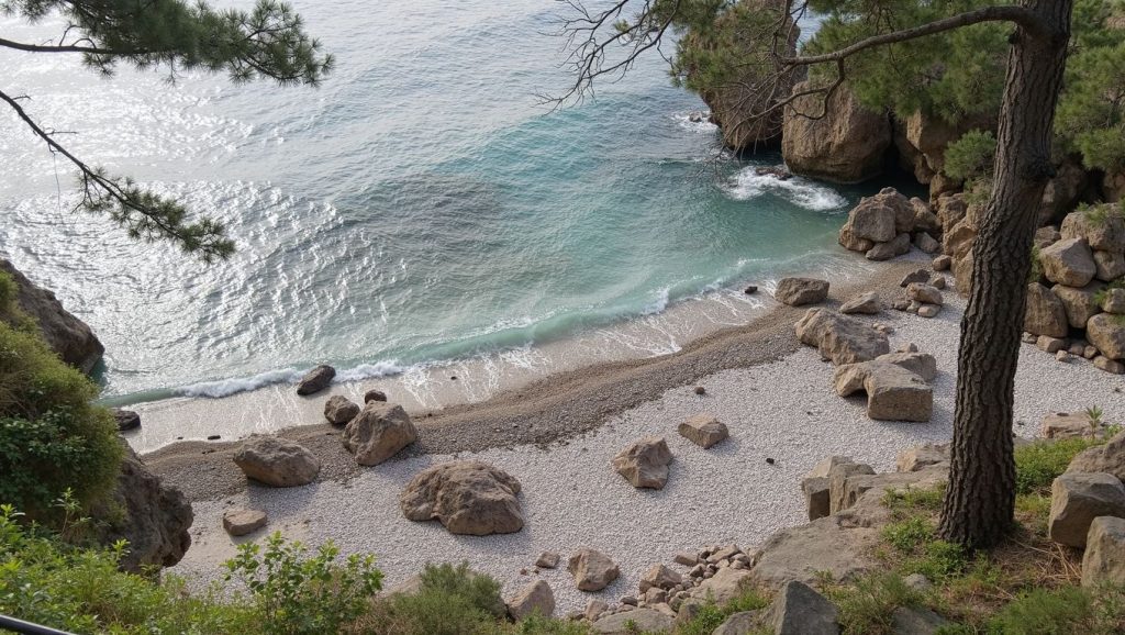 Vista general de Slovenska plaža, Budva