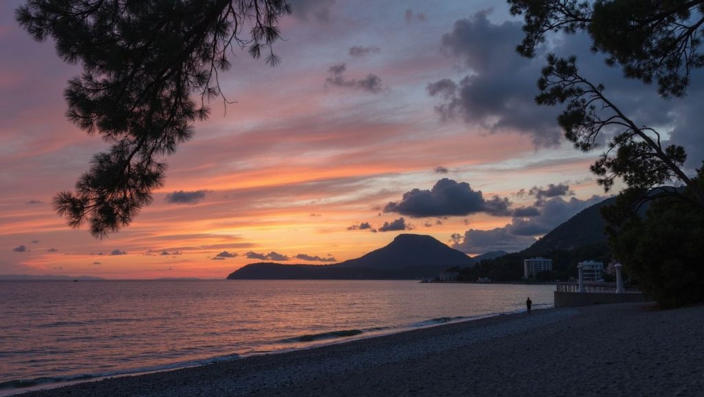 Agua y arena en Slovenska plaža, Budva