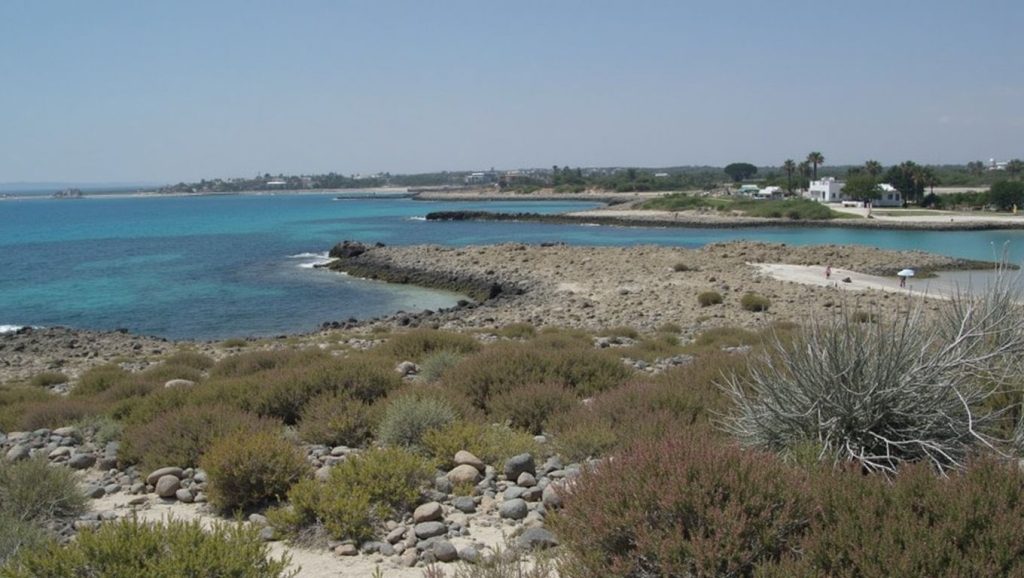 Orilla de Small Makronisos Beach con olas suaves en ?