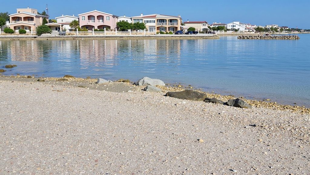Textura de arena en Soldatica Beach, Croacia, Croacia