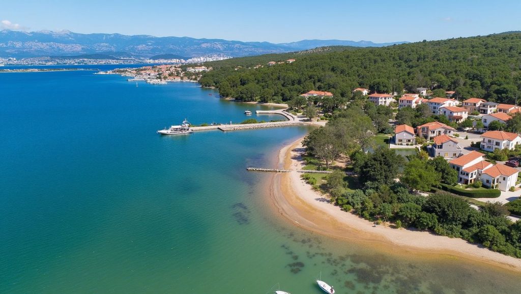 Vista general de Soline, Croacia
