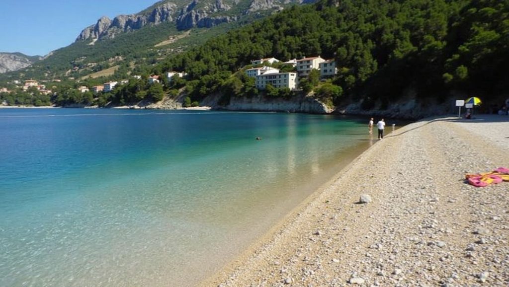 Textura de arena en Spiaggia libera, Montesilvano, Croacia