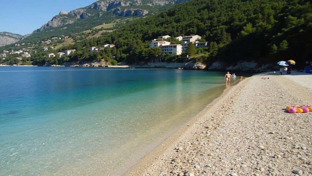 Textura de arena en Spiaggia libera, Montesilvano, Croacia