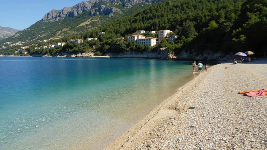 Textura de arena en spiaggia libera, Montesilvano, Croacia