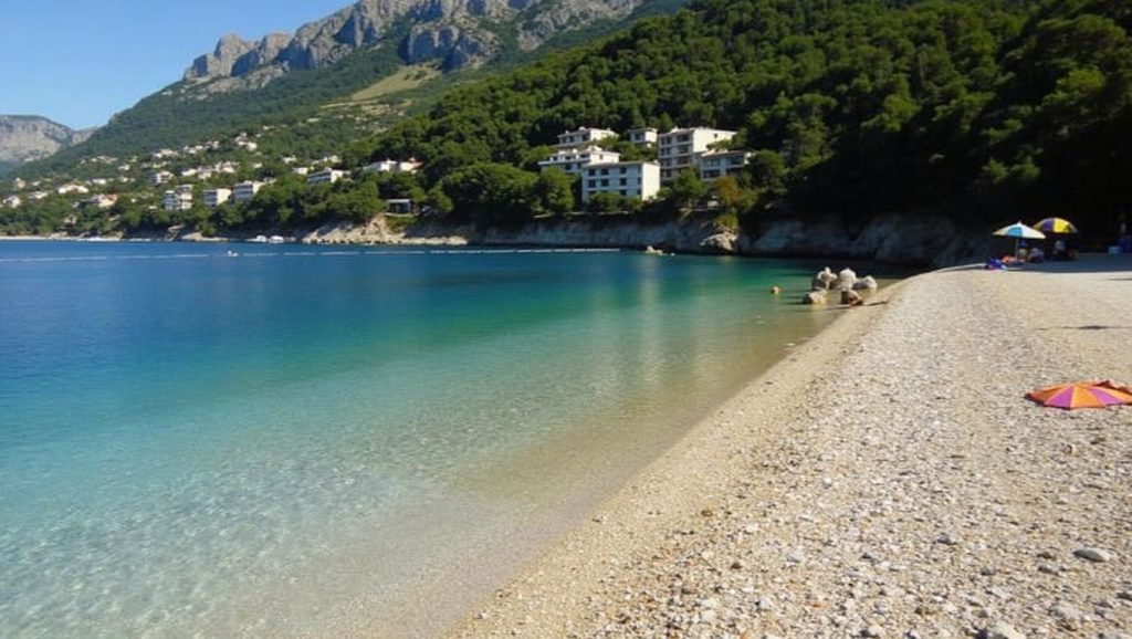 Textura de arena en Spiaggia libera, Montesilvano, Croacia