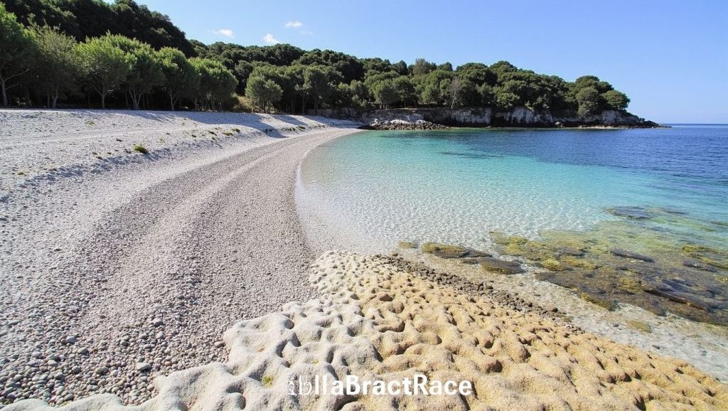 Detalle de arena y agua en Srebrna, Grad Vis
