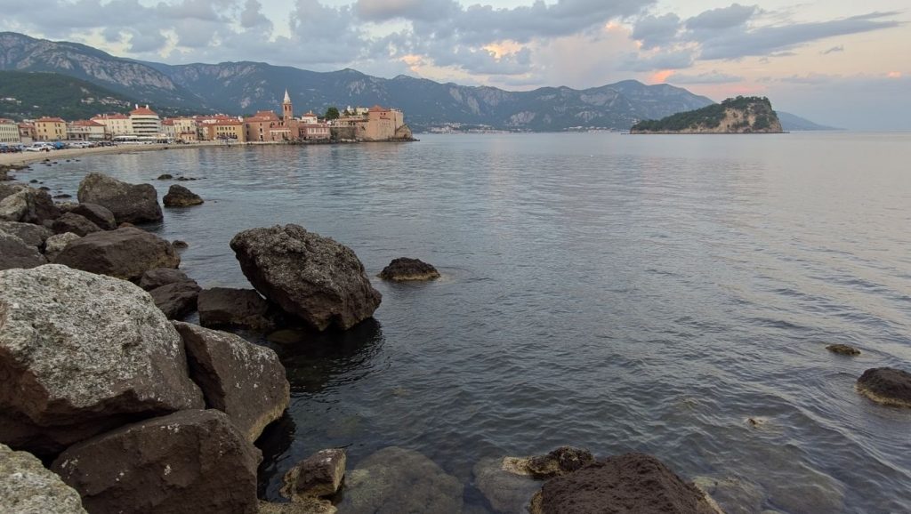 Textura de arena en Sunset Beach, Herceg Novi, Montenegro