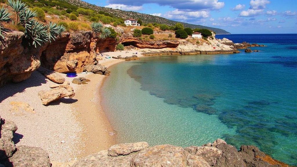 Detalle de arena y agua en Sutikla, Općina Podgora