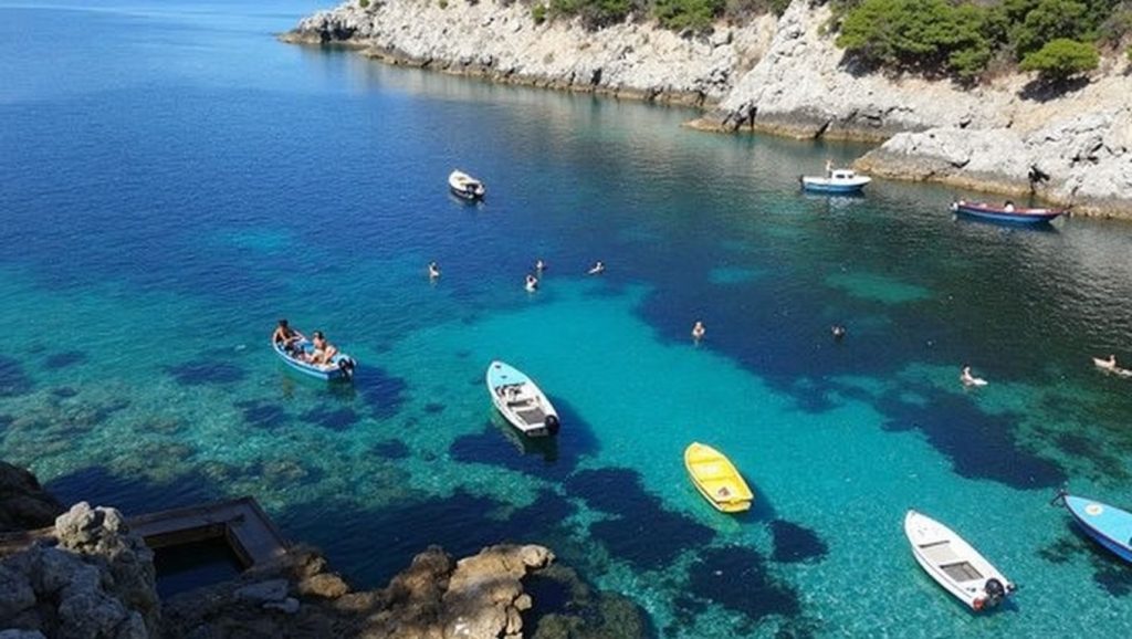 Orilla tranquila de Sutmiholjska, playa de Croacia