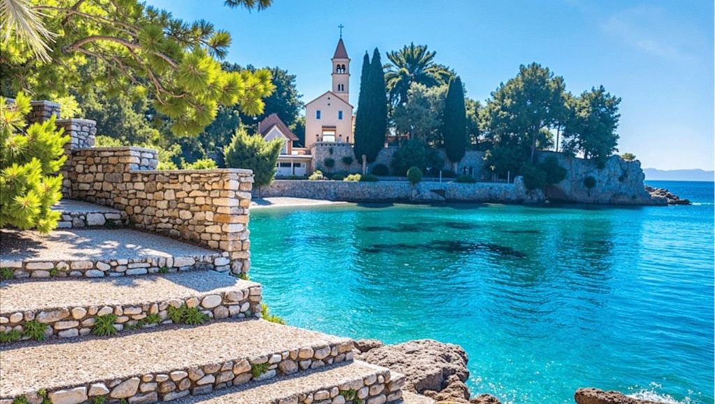 Acceso a Sv. Rok desde el aparcamiento, Općina Pučišća